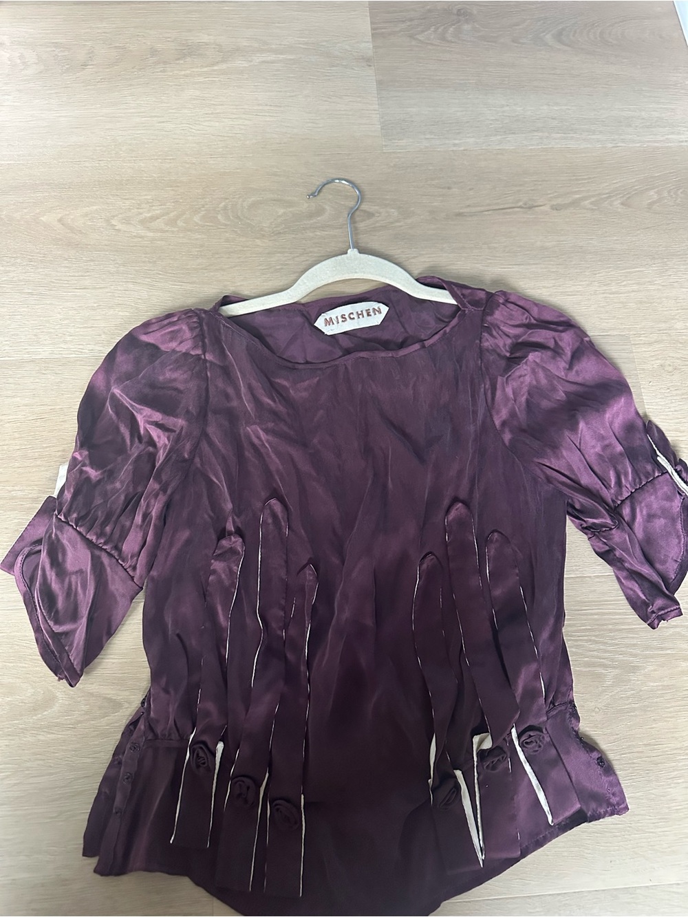 Satin Tie-Detail Purple Blouse